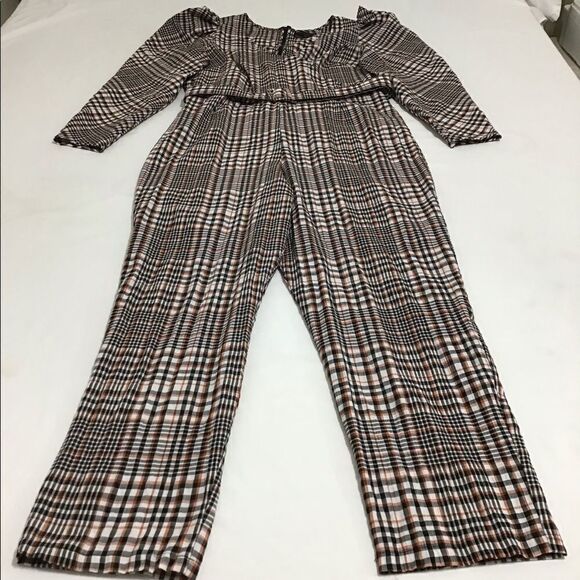 ASOS DESIGN Belted Extreme Sleeve Checkered Print Jumpsuit Size 12 NWOT - Picture 1 of 12